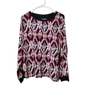 Crown Ivy Top Petite Large Long Sleeve Floral Lightweight Global Traveler